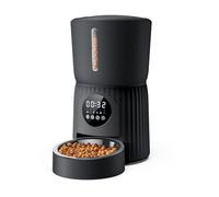 Faroro Distributeur Croquettes Chat Automatique, 4L Distributeur de Croquettes pour Chat/Chien avec 1 à 6 Repas par Jour, Contrôle des Portions, Enregistrement Vocal 10s, Alimentation Lente (Noir)