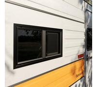 Farosun Fenêtre coulissante pour Caravane 55 x 26 cm, E4, avec moustiquaire intégrée, fenêtre latérale pour Camping-Car, Cadre en Aluminium, Verre de sécurité teinté, résistant aux UV