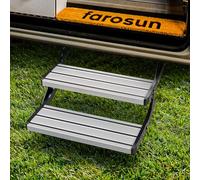 farosun Marchepied Double - Marchepied Pliable à 2 marches pour Caravane 60 x 21 x 29 cm, escalier Stable en Aluminium pour Camping-Car, antidérapant, résistant aux intempéries, jusqu'à 200 kg