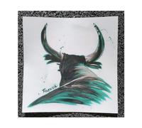 Farouk - Autocollant sticker tuning pour voiture - 1 Taureau de Camargue imprimé sur fond Transparent 12x12x0,1 cm. (Vert avec projections.)