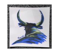 Farouk - Autocollant sticker tuning pour voiture - 1 Taureau de Camargue imprimé sur fond Transparent 12x12x0,1 cm. (Bleu sans projections.)