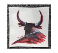 Farouk - Autocollant sticker tuning pour voiture - 1 Taureau de Camargue imprimé sur fond Transparent 12x12x0,1 cm. (Rouge sans projections.)
