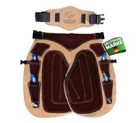 Farrier Tablier pour homme 65 cm - Cuir de vache en daim de vache, taille réglable, genouillères, 4 poches pour couteau à Hoof, 2 aimants à ongles Hoof - Chaps durables pour cheval Shoeing & Hoof