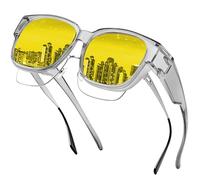 Farrobor Lunettes Conduite de Nuit Polarisées - Surlunettes de Soleil Verre Jaune Anti-éblouissement Lunette Vision Nocturne pour Homme Femme