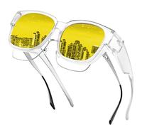 Farrobor Lunettes Conduite de Nuit Polarisées - Surlunettes de Soleil Verre Jaune Anti-éblouissement Lunette Vision Nocturne pour Homme Femme