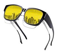 Farrobor Lunettes Conduite de Nuit Polarisées - Surlunettes de Soleil Verre Jaune Anti-éblouissement Lunette Vision Nocturne pour Homme Femme