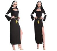 Fartoni Déguisement de nonne pour Halloween, voile et accessoires Déguisement nonne Carnaval. Chapeau de nonne terreur ou peur. Voile pour déguisement d'Halloween. Taille M