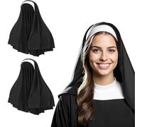 Fartoni X2 Coiffe Nonne Pour Déguisement De Nonne Fille Ou Femme. Accessoires De Costume D’Halloween. Chapeau De Terreur Ou Peur. Voile De Costume Pour Hommes. Accessoires De Costumes