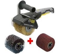 FARTOOLS - Rénovateur REX120C + brosse lanières abrasives et fibre synthétique - Pour bois et métal - Surfaces planes ou complexes