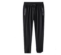 FARUTA Pantalons Homme Été Stretch Respirant Cool Jogging Loisirs avec Poches Zippées Décontractés Séchage Rapide C-Black2 XL