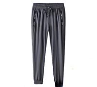 FARUTA Pantalons Hommes Stretch Fin Respirant Cool Pantalons Jogging Hommes Été Séchage Rapide Pantalons Stretch Loisirs avec Poches Zippées Pantalons Décontractés Hommes B-Grey1 5XL