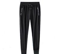 FARUTA Pantalons Hommes Stretch Fin Respirant Cool Pantalons Jogging Hommes Été Séchage Rapide Pantalons Stretch Loisirs avec Poches Zippées Pantalons Décontractés Hommes A-Black1 XL
