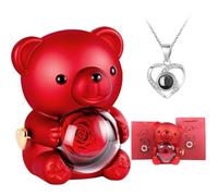 FARYODI Coffret Cadeau Avec Rose éTernelle Et Collier Avec Amour, Fleurs De Rose ConservéEs, Cadeaux D'Anniversaire Pour éPouse, Petite Amie, Femme, Cadeaux De Saint-Valentin (Rot)