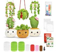 FARYODI Kit de crochet pour débutants, travaux manuels de cactus Ensemble de démarrage au crochet avec crochets, fil, rembourrage, marqueurs de points, kit de crochet DIY avec instructions pour