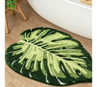 FARYODI Monstera Tapis de salle de bain en forme de plante tropicale, antidérapant, lavable, motif feuille de palmier, pour sol de douche, chambre à coucher, chambre d'enfant, baignoire (50 x 80 cm)