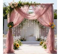 FARYODI Tissu en tulle souple 3 m x 160 cm, découpe libre, rideau de mariage, décoration d'arche de mariage, cérémonie, fête, voile (rose-3)
