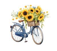 Fasana - Lot de 20 serviettes en papier à motif vélo et tournesols - 33 x 33 cm, 3 couches, biodégradables