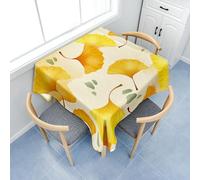 Fasbuy 3D Feuilles Ginkgo Nappe Carrée avec Pince, Nappe de Table Anti Tache Lavable Table Basse Nape Polyester, pour Salle à Manger Pique-Nique Restaurant (Jaune,100x100cm)
