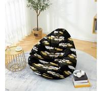 Fasbuy 3D Fleurs Pouf Poire sans Remplissage, Housse de Fauteuil Poire, Grands Jouets en Peluche de Stockage, Lavable, pour Ado/Salon/Chambre (Fleurs dorées,130x150cm)