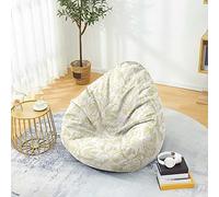 Fasbuy 3D Fleurs Pouf Poire sans Remplissage, Housse de Fauteuil Poire, Grands Jouets en Peluche de Stockage, Lavable, pour Ado/Salon/Chambre (Fleurs Beige,70x80cm)