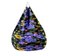 Fasbuy 3D Fleurs Pouf Poire sans Remplissage, Housse de Fauteuil Poire, Grands Jouets en Peluche de Stockage, Lavable, pour Ado/Salon/Chambre (Fleurs Violettes,80x90cm)