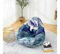 Fasbuy 3D Marbre Pouf Poire sans Remplissage, Housse de Fauteuil Poire, Grands Jouets en Peluche de Stockage, Lavable, pour Ado/Salon/Chambre (Marbre Bleu,80x90cm)