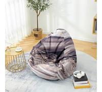 Fasbuy 3D Marbre Pouf Poire sans Remplissage, Housse de Fauteuil Poire, Grands Jouets en Peluche de Stockage, Lavable, pour Ado/Salon/Chambre (Café en marbre,100x120cm)