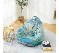 Fasbuy 3D Marbre Pouf Poire sans Remplissage, Housse de Fauteuil Poire, Grands Jouets en Peluche de Stockage, Lavable, pour Ado/Salon/Chambre (Marbre Marin,130x150cm)