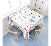 Fasbuy 3D Notes Musique Nappe Carrée avec Pince, Nappe de Table Anti Tache Lavable Table Basse Nape Polyester, pour Salle à Manger Pique-Nique Restaurant (Coloré,100x100cm)