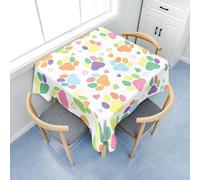 Fasbuy 3D Pattes de Chien Nappe Carrée avec Pince, Nappe de Table Anti Tache Lavable Table Basse Nape Polyester, pour Salle à Manger Pique-Nique Restaurant (Jaune,100x100cm)