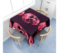 Fasbuy 3D Squelette Nappe Carrée avec Pince, Nappe de Table Anti Tache Lavable Table Basse Nape Polyester, pour Salle à Manger Pique-Nique Restaurant (Bordeaux,100x100cm)