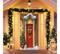 Fasbuy Couverture de Porte Motif Sapin de Noël, Bannière de Porte de Noël, Decoration d'Entrée Noel, Bannière Suspendue Toile de Fond, Decoration Noel Exterieur/Intérieur (90x200cm,Joyeux Noël)