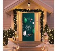 Fasbuy Couverture de Porte Noël, Bannière de Porte de Noël Élastique 90x210cm, Decoration d'Entrée Noel, Bannière Toile de Fond Decoration Noel Exterieur Intérieur/Extérieur (90x210cm,Vert)