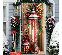 Fasbuy Couverture de Porte Noël Élastique,Bannière de Porte de Noël Élégant,Decoration d'Entrée Noel,Bannière Toile de Fond Decoration Noel Exterieur Intérieur/Extérieur (90x200cm,Bougies)