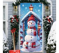 Fasbuy Couverture de Porte Noël Élastique,Bannière de Porte de Noël Élégant,Decoration d'Entrée Noel,Bannière Toile de Fond Decoration Noel Exterieur Intérieur/Extérieur (90x200cm,Bonhomme de Neige)
