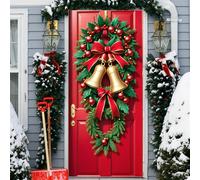 Fasbuy Couverture de Porte Noël Élastique,Bannière de Porte de Noël Élégant,Decoration d'Entrée Noel,Bannière Toile de Fond Decoration Noel Exterieur Intérieur/Extérieur (90x200cm,Cloches)