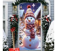 Fasbuy Couverture de Porte Noël Élastique,Bannière de Porte de Noël Élégant,Decoration d'Entrée Noel,Bannière Toile de Fond Decoration Noel Exterieur Intérieur/Extérieur (90x200cm,Bonhomme de Neige 5)