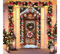 Fasbuy Couverture de Porte Noël Moderne,Bannière de Porte de Noël Élastique,Decoration d'Entrée Noel,Bannière Toile de Fond Decoration Noel Exterieur Intérieur/Extérieur (90x200cm,Coloré)