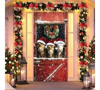 Fasbuy Couverture de Porte Noël Moderne,Bannière de Porte de Noël Élastique,Decoration d'Entrée Noel,Bannière Toile de Fond Decoration Noel Exterieur Intérieur/Extérieur (90x200cm,Vin de Bois)