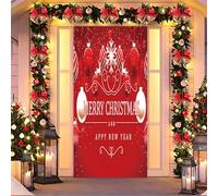 Fasbuy Couverture de Porte Noël Moderne,Bannière de Porte de Noël Élastique,Decoration d'Entrée Noel,Bannière Toile de Fond Decoration Noel Exterieur Intérieur/Extérieur (90x200cm,Joyeux Noël)