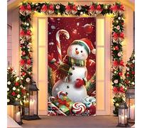 Fasbuy Couverture de Porte Noël Moderne,Bannière de Porte de Noël Élastique,Decoration d'Entrée Noel,Bannière Toile de Fond Decoration Noel Exterieur Intérieur/Extérieur (90x200cm,Bonhomme de Neige)