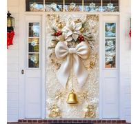 Fasbuy Couverture de Porte Noël Moderne,Bannière de Porte de Noël Élastique,Decoration d'Entrée Noel,Bannière Toile de Fond Decoration Noel Exterieur Intérieur/Extérieur (90x200cm,Beige)