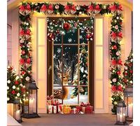 Fasbuy Couverture de Porte Noël Moderne,Bannière de Porte de Noël Élastique,Decoration d'Entrée Noel,Bannière Toile de Fond Decoration Noel Exterieur Intérieur/Extérieur (90x200cm,Élan)