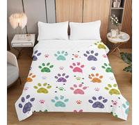 Fasbuy Couvre-lit 1-2 Personnes, 3D Pattes de Chien Microfibre Couverture, Dessus De Lits, Housse De Canapé, Légère et Respirante, Réversible, pour Toutes Les Saisons (Jolies Fleurs,230x260cm)