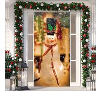 Fasbuy Élégance Couverture de Porte Noël,Bannière de Porte de Noël Élastique,Decoration d'Entrée Noel,Bannière Toile de Fond Decoration Noel Exterieur Intérieur/Extérieur (90x200cm,Bonhomme de Neige)
