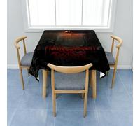 Fasbuy Halloween Nappe avec Pince Carrée Nappe de Table Anti Tache, Horreur Citrouille Lavable Table Basse Nape en Polyester, pour Salle à Manger Pique-Nique Fête (Horreur,200x200cm)