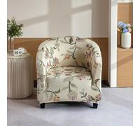 Fasbuy Housse de Fauteuil Cabriolet Chesterfield Imprimé Floral Extensible en Élasthanne Doux Lavable Antidérapant Housse de Canapé 1 Place pour Salon Club Bar Café Bureau (Fleurs Beiges)