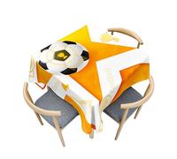 Fasbuy Impression Football Carrée Nappe avec Pince Nappe de Table Anti Tache, Lavable Table Basse Nape en Polyester, pour Salle à Manger Pique-Nique Fête (Orange,100x100cm)