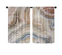 Fasbuy Marbre Lot de 2 Rideaux Cuisine Court Brise-bise, Translucide à Passe-Tringle Décoration Intérieur Café pour Portes Fenetre Chambre Petite Fenêtre (Café,65x115cm)