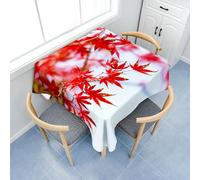 Fasbuy Nappe avec Pince Carrée Nappe de Table Anti Tache, Imprimé Automne Lavable Table Basse Nape en Polyester, pour Salle à Manger Pique-Nique Fête (Feuilles d'érable,100x100cm)